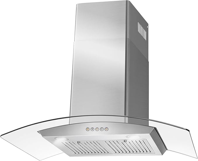 COSMO COS-668A900 36 in. Vista Collection 380 CFM Ducted Wall Mount Range Hood, Button Controls, LED Lights, Stainless Steel