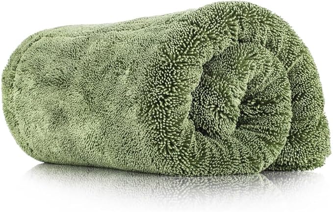 The Rag Company, The Liquid8r M22, Absorbent 70/30 Blend Microfiber Drying Towel for Cars, Trucks, and SUVs, Safe for Detailing, Scratch-Free, Twist Loop, 1100 GSM, 20x20 Inches, Camo