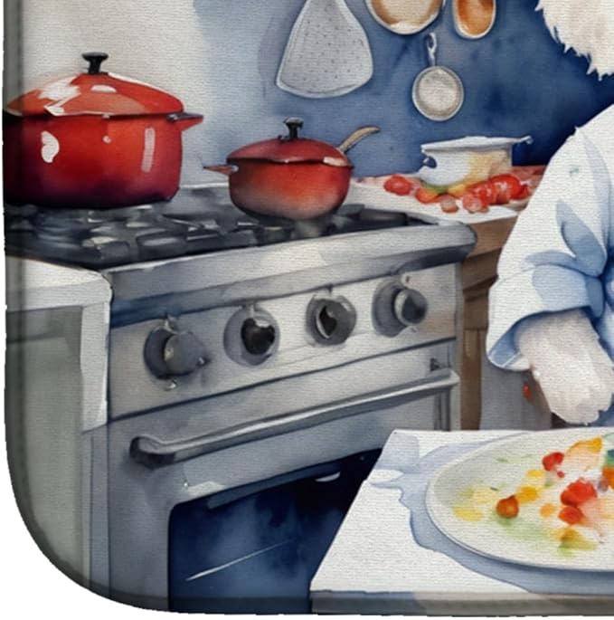 Caroline's Treasures DAC6275DDM Kuvasz The Chef Dish Drying Mat Absorbent Dish Drying Mat Pad for Kitchen Counter Dish Drainer Mat for Countertop, 14 x 21", Multicolor