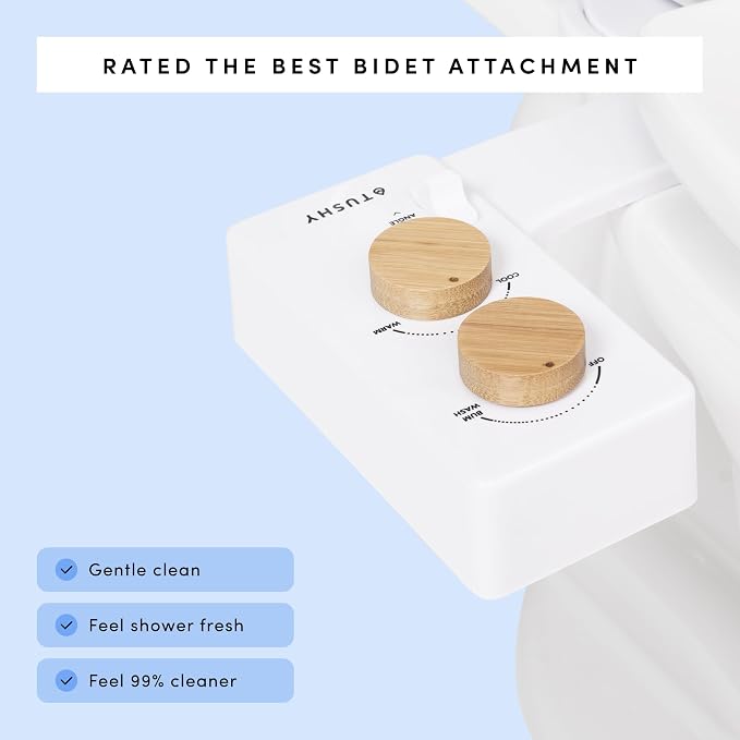 TUSHY Self-Cleaning Cool to Warm Water Bidet Attachment. Easy Universal DIY Install, No Plumber Required (Sink Connection Needed for Water Temperature Control), Bronze Knob