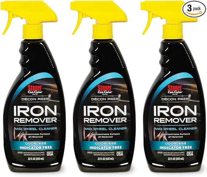 Stoner Car Care 92100-3PK Iron Remover & Wheel Cleaner – Odorless Iron Fallout & Brake Dust Remover for Paint, Wheels & Glass – pH Balanced Rust Decontaminant – 22 fl oz (Pack of 3)