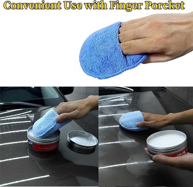 Microfiber Car Applicator Pads Advanced Car Paint Polishing and Waxing Sponges Cars Paint and Cockpit Detailing Care Tool(3PCS Grey)
