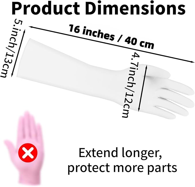 16 inch Nitrile Disposable Gloves Long Sleeved Blue 6Mil Durable Waterproof Latex Free Cleaning Dishwashing 50PCS