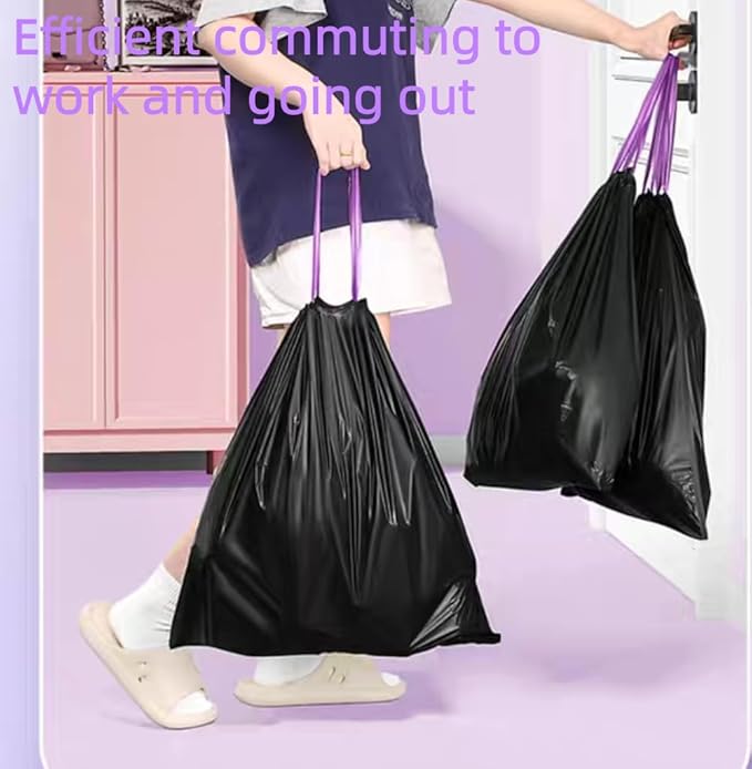 4 Gallon multipurpose trash bags, Drawstring Design, Extra Durable and Unscented Garbage Bags，1 mil, Count for Home, Bathroom, Office, Outdoor Camping，240 Count.