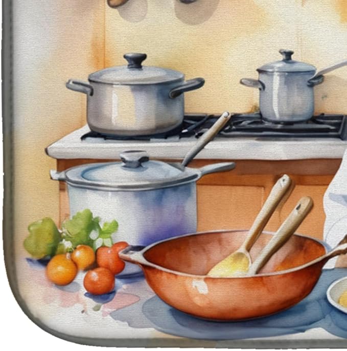 Caroline's Treasures DAC6280DDM Labradoodle The Chef Dish Drying Mat Absorbent Dish Drying Mat Pad for Kitchen Counter Dish Drainer Mat for Countertop, 14 x 21", Multicolor