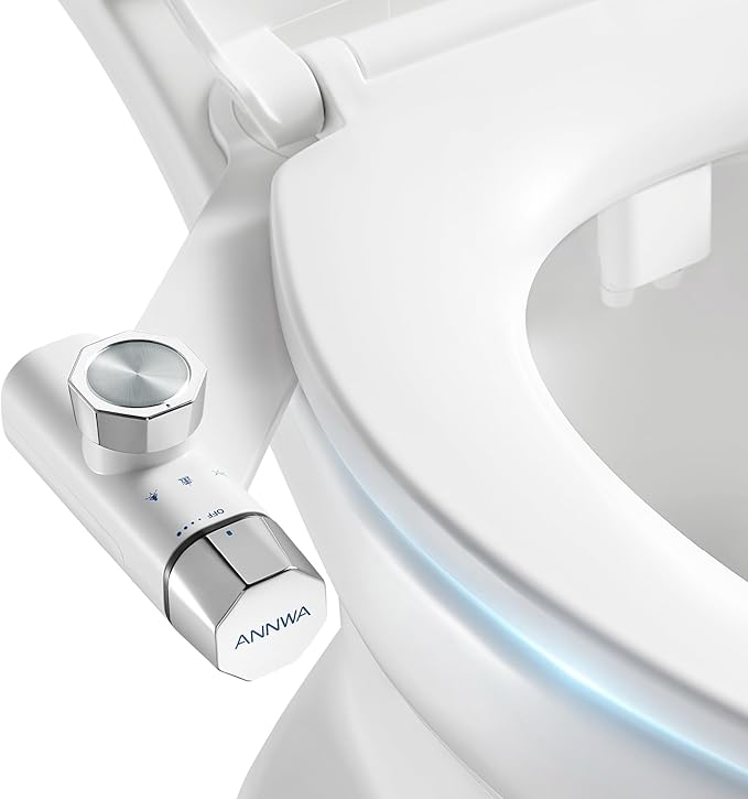 Non-Electric Bidet Attachment for Toilet Seat, Daul Clean Nozzles 3 Modes Adjustable Water Pressure Bidet Toilet Seat Attachment with Pressure Controls Feminine/Posterior Wash (TT17N)