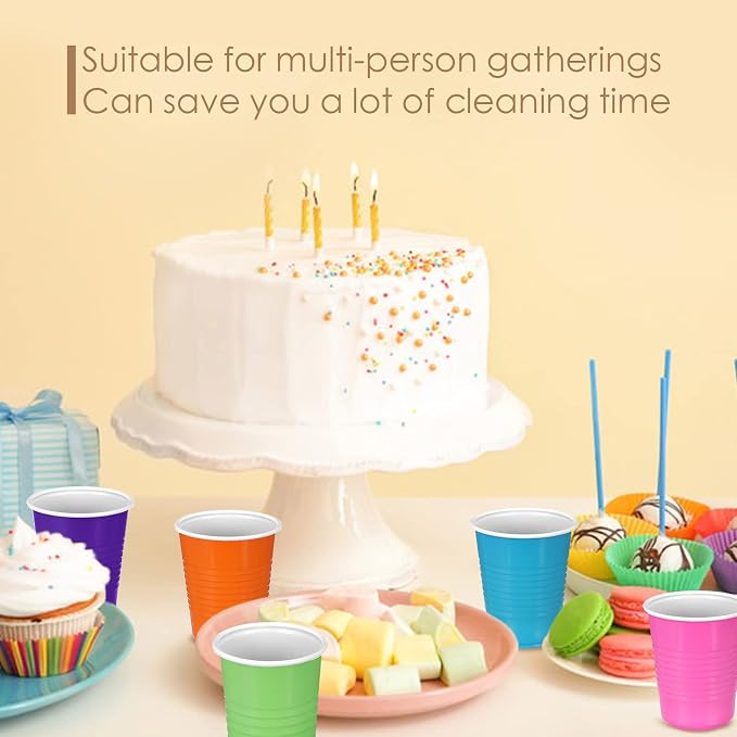 Eaasty 1000 Pcs Disposable Party Plastic Cups 10 Colors 5 Oz/150 ml Plastic Drinking Cups Assorted Colors Disposable Drinking Tumblers for Tasting, Birthday Parties, Picnic, BBQ, Wedding