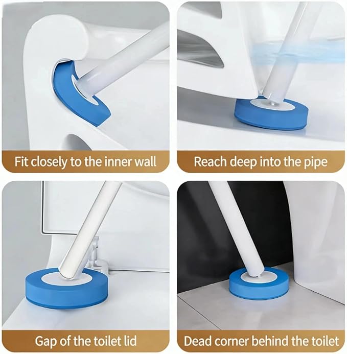 Disposable Toilet Brush with 16 Wand Cleaner Refills Pads，Wall Mounted Toilet Bowl Holder Set，Toilet Cleaning System Starter Kit，Bathroom Cleaning System for Sink Bathtub Wash Basin