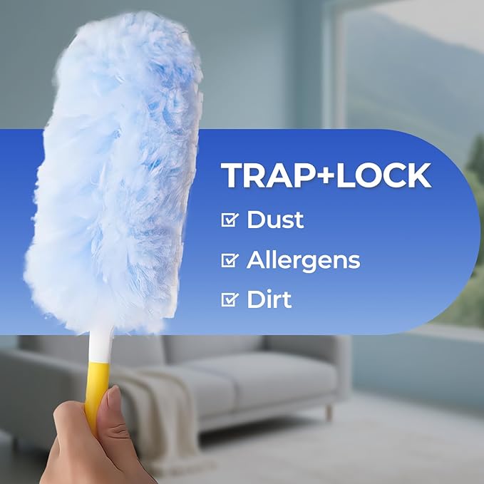 360° Heavy Duty Duster Refills for Swiffer,20 Count Duster Refills + Disposable Toilet Brush and Holder Set, Extended Handle with 48 Count Cleaner Refills