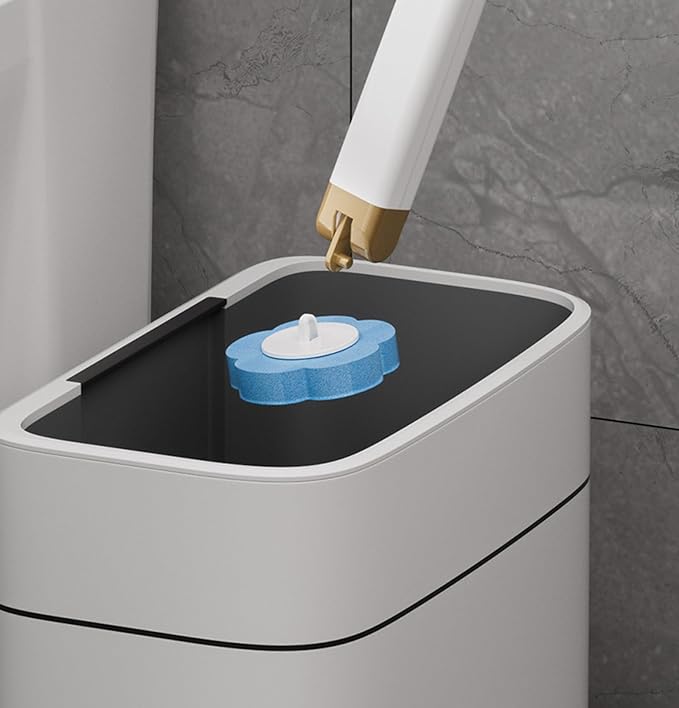 Toilet Brush Holder Set with 18PCS Toilet Brush Refills, Disposable Set (White)