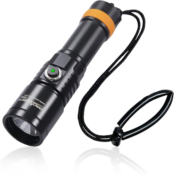 ORCATORCH D530 Dive Light 1500 Lumens SOS Signal Scuba Diving Flashlight, 7° Super Focus Beam, 3 Modes, IP68 Waterproof, 150M Underwater Torch for Night, Cave & Technical Diving (Upgraded)