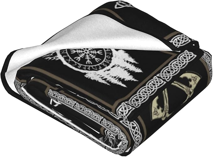 Medieval Viking Blanket Viking Decor Throw Blanket Warm Soft Plush Lightweight Fleece Flannel Blanket for Vikings Men Boys Girls Women Baby Kids for Winter Bed Couch Bed 60"X80"