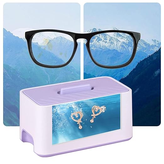 Adiding Jewelry Cleaning Machine, 1000mL (33.8oz) Sonic Retainer Ring Cleaner with 5 Time Mode and Degassing Function Ultrasonic for Glasses, Earrings, Necklaces, Denture, Coins, Pacifier (Purple)