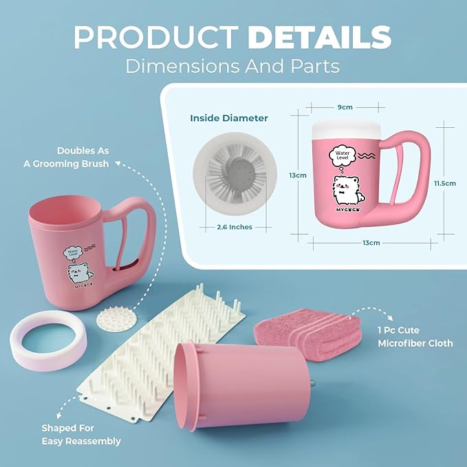 Semi-Automatic Paw Cleaner for Small Medium Dog Breeds, Premium Quality Silicone, Muddy Paw Washer, Essential Necessity (Pink, Medium)