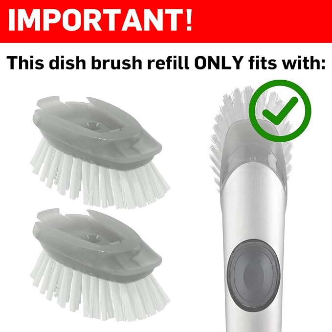 Soap Dispensing Dish Brush Refills, 8 Pack Dish Brush Replacement Head for Steel Soap Dispensing Dish Brush