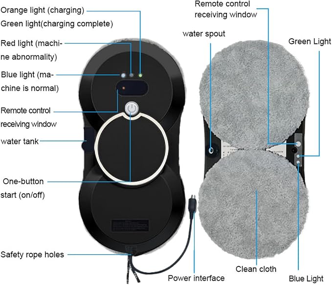 Window Cleaner Robot with Ultrasonic 5600PA Auto Water Glass Cleaning Automatic Smart Robot Cleaner,Window Vacuum Cleaner with Control Windows/Tiles/Class Door Indoor Outdoor
