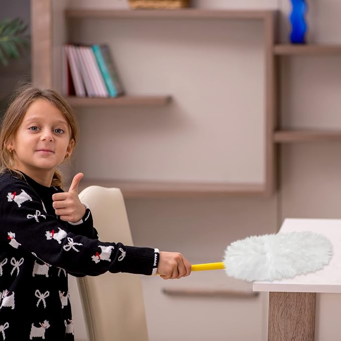 Vesici 100 Pcs Duster Refills Compatible with Swiffer Dusters Bulk Disposable Replacement Thickened with 1 Handle Heavy Duty for Cleaning, Office (White)