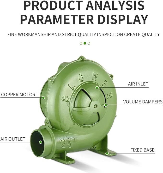 250W Electric Air Blower, Blower Fan for Blacksmith Forge, Centrifugal Fan for Forging Tools and Equipment, 110V 2-1/2” Outlet High-Pressure Leaf Blower for Coal Forge, Camping, Picnic