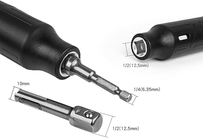 9 Piece Automotive Wheel Stud Cleaner Tool Set for Removing Rust and Debris, Includes 1/4-inch Hex to 1/2-inch Square Adapter to Allow for Use with Drills and Pneumatic Tools