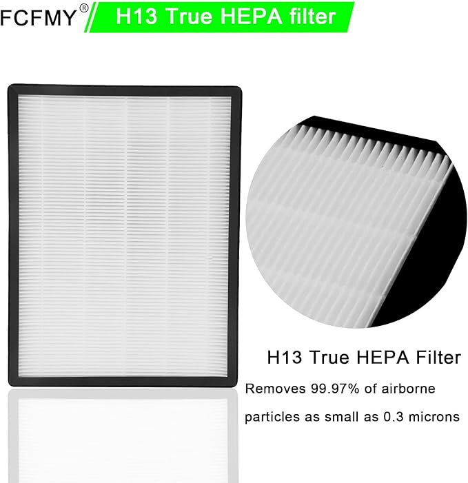 3 Sets H13 True HEPA Replacement Filter, Compatible with Alexapure Breeze AP-B102 and 3049, including 3 HEPA Filters and 3 Activated Carbon Filters