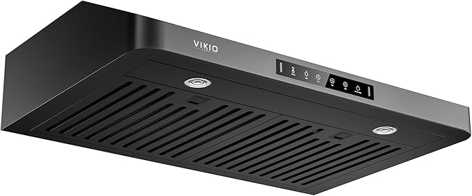 VIKIO HOME Range Hood 30 Inch Under Cabinet, Black Stainless Steel Range Hood With 980 CFM, Three-Speed Gesture & Touch Control, Kitchen Hood With Widened Filter Baffle,Easy Clean Coating,G10 Light