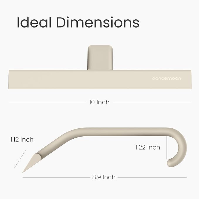 dancemoon JustHang Shower Squeegee for Glass Doors, All-One-Piece Award-Winning Silicone Squeegee with Built-in Hook for Bathroom,Window, Mirror, Tile Wall,Car, Streak-Free Cleaner,10-Inch Light Taupe