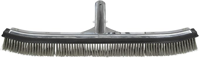 Poolmaster 18-Inch Stainless Steel Pool Algae Brush, Heavy-Duty Aluminum Back, for Gunite Concrete Pools and Spas, Wide Head for Fast Wall and Floor Cleaning