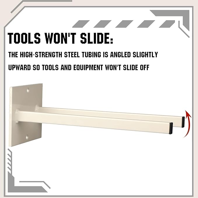 Zonon 4 Pcs Extra Wide Wall Mounted Tool Rack for Trimmers Blowers and Stepladders Heavy Duty Powder Coated Steel Storage Organizer for Garage Shed Workshop Tool Holder