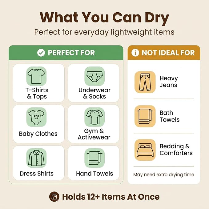Portable Clothes Dryer for Travel – Compact Foldable Electric Drying Machine with Dry Bag & Timer – Fast-Drying for Apartments, RV, Dorm – Clothes, Underwear, Socks – Quiet & Energy Efficient