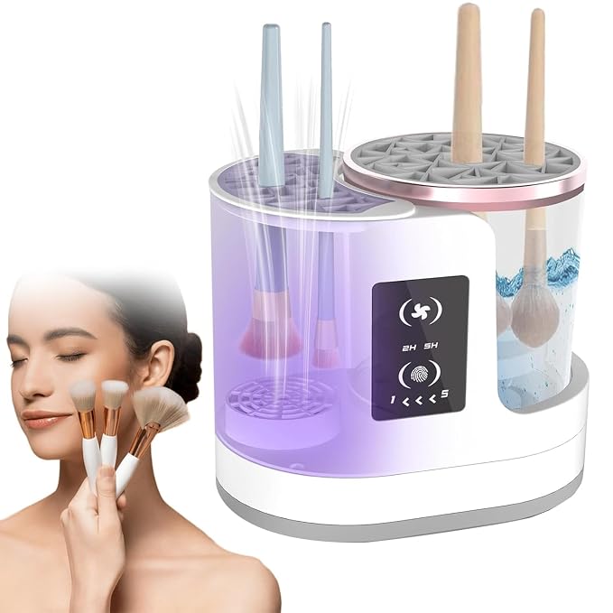 JVedette Automatic Makeup Brush Cleaner and Dryer Machine | Electric Cosmetics Brush Spinner Cleaning Kit for All Brush Sizes | Fast Deep Clean & Quick Dry in Seconds