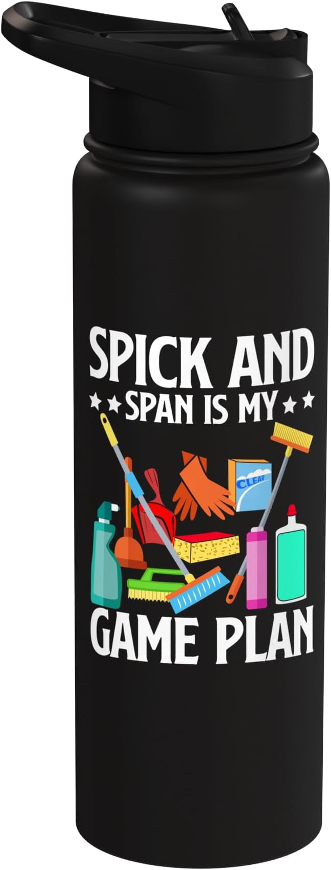Spick and Span is my Game Plan Cleaning Stainless Steel Insulated Water Bottle