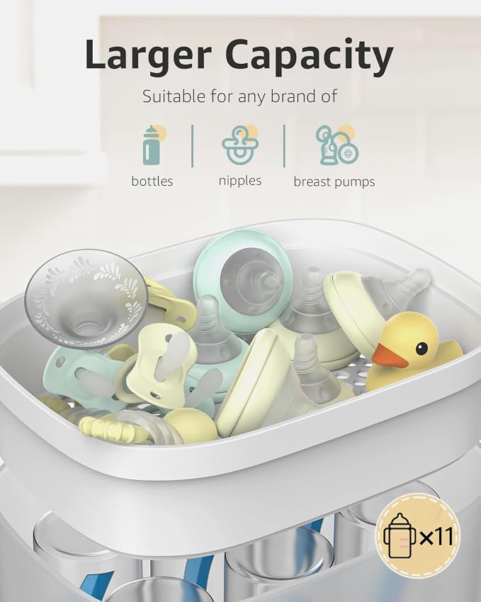 HAUTURE Bottle Sterilizer and Dryer, Esterilizador De Biberones, One-Dial Control Steam Baby Bottle Sterilizer for Baby Stuffs, Bottles & Breast Pump Accessories