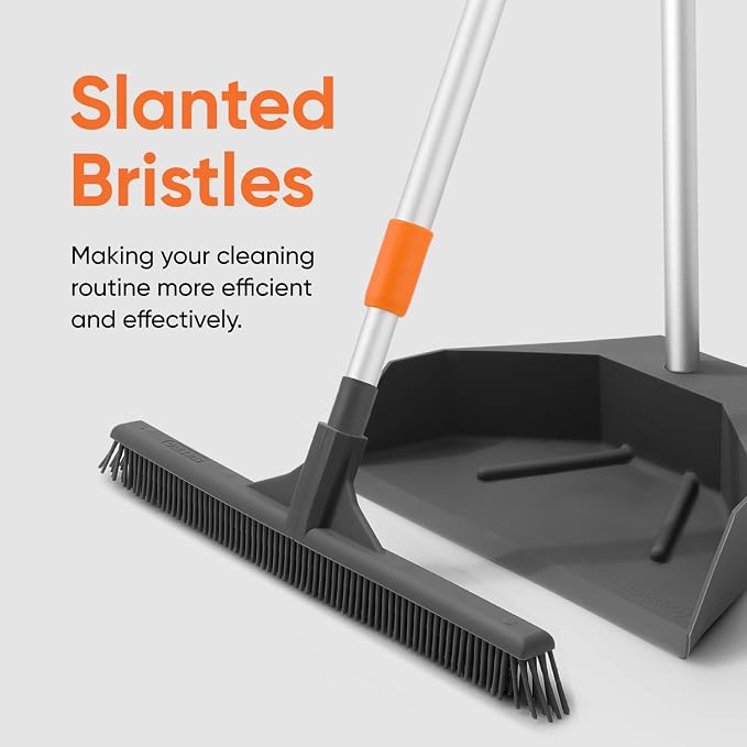 Superio Silicone Broom - Carpet Rake for Hardwood & Carpet, Pet Hair Cleaning