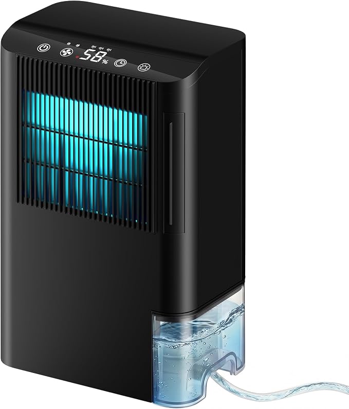 Home Dehumidifier, Basement Rotary Dehumidifier, ultra-quiet automatic shut-off/7-color lighting/operates at a low temperature of 32°F (0°C)/washable filter, suitable for bedroom, basement, bathroom