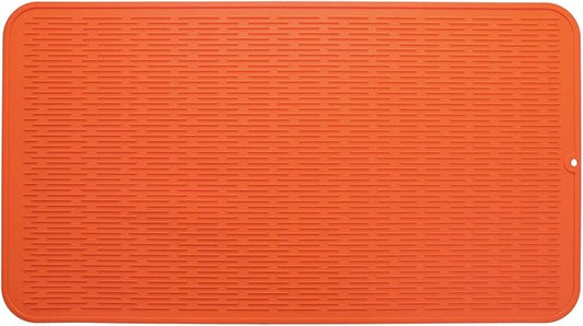 MicoYang Silicone Dish Drying Mat for Multiple Usage,Easy clean,Eco-friendly,Heat-resistant Silicone Mat for Kitchen Counter or Sink,Refrigerator or Drawer Liner Orange 4XL 32 inches x 18 inches