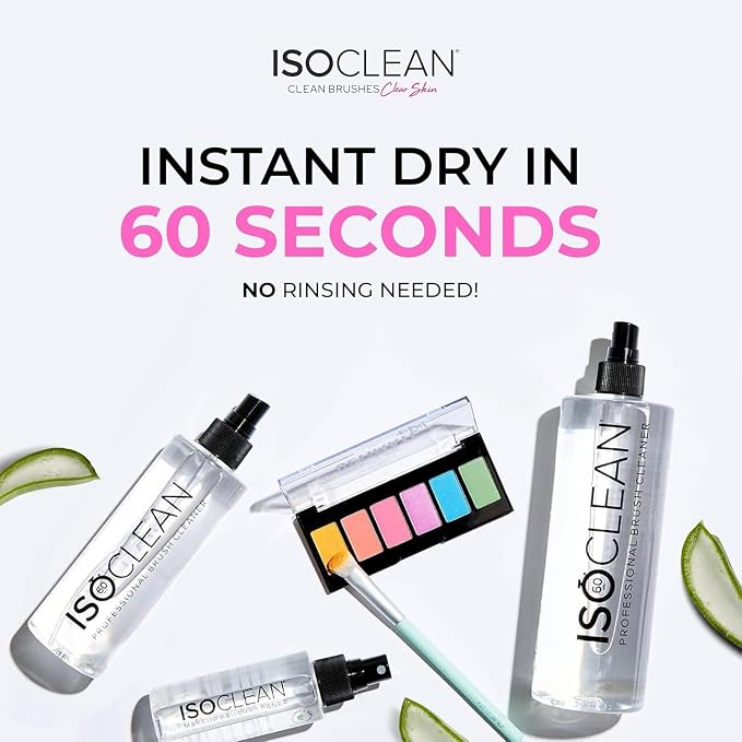 ISOCLEAN Makeup Brush Cleaner – Gentle Daily Use Solution, Reduces Product Buildup, Improves Application, Easy Clean Brush Cleaning Solution & Sponge Cleaner - Spray Top, 9 fl oz