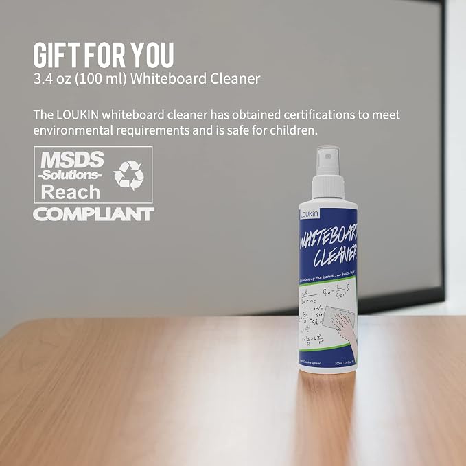loukin Whiteboard Cleaning Bundle | Non-toxic Whiteboard Cleaner (17 fl oz) & Shag Dry Erase Eraser & Whiteboard Cleaner (3.4 fl oz)