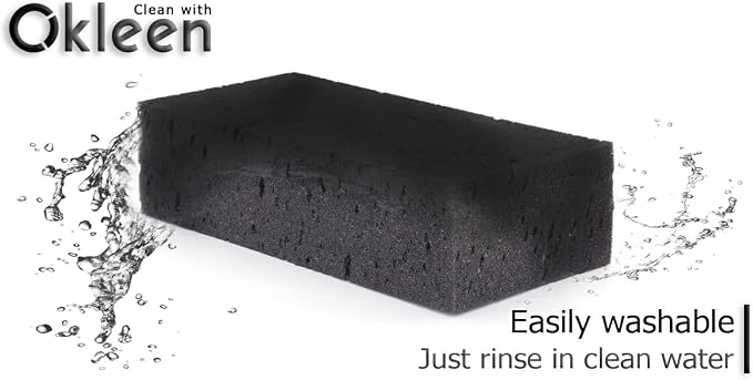 Big Sponge. Made in Europe. 3 Pack, Black. 8.9x4.3x2.4 Inch Extra Large Odorless Commercial Sponge for All Purpose Cleaning