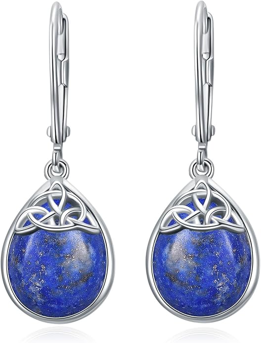 PELOVNY Celtic Knot Filigree Earrings for Women 925 Sterling Silver Moss Agate/Birthstone Infinity Earrings Birthday Christmas Jewelry Gifts for Mom Daughter Wife Sister