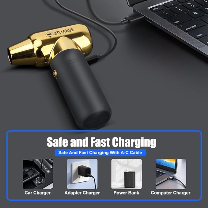 Compressed Air Duster,110000RPM Electric Air Duster, Mini Blower Jet Dry Blower for Computer, Keyboard, Car, Home, Outdoor Cleaning, Type-C (Gold)