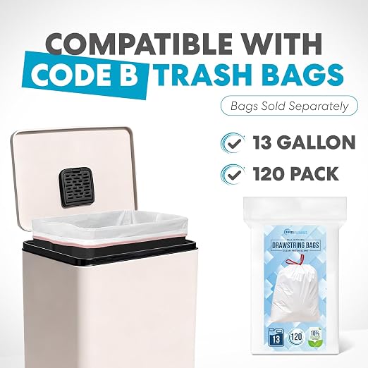 Simpli-Magic 50 Liter / 13.2 Gallon Soft-Close, Smudge Resistant Trash Can with Foot Pedal and Built in Filter- White Color