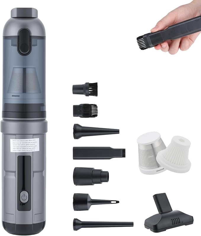 OTraki Portable Cordless Car Vacuum 15000Pa Handheld Vacuum Cleaner | Rechargeable Hand Cordless with Crevice Tool, Rotating Nozzle, Charging Station, Large Dust Bowl for Home, Car, Office, Pet