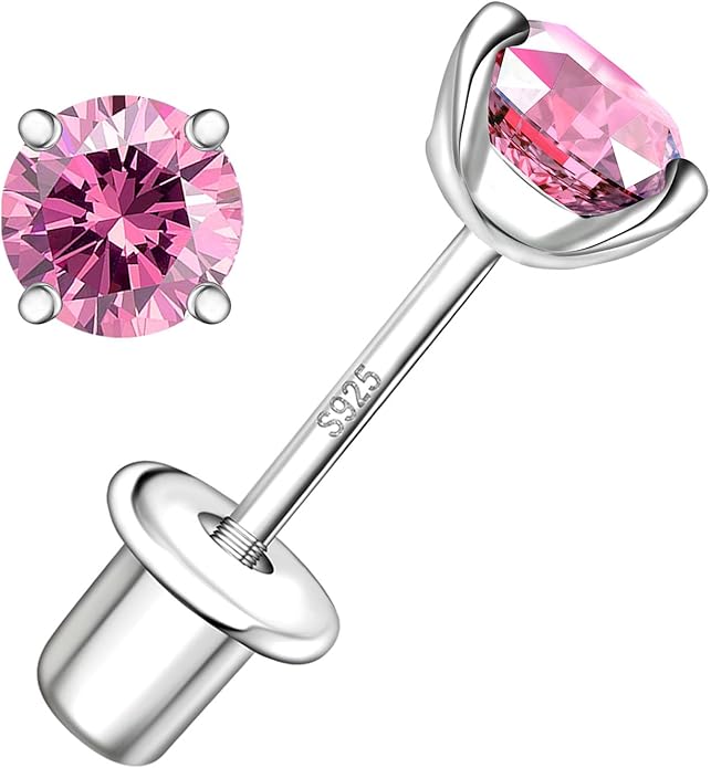 Moissanite Screw Back Earrings Studs - 0.2CT-4CT Moissanite Earrings for Women 925 Sterling Silver Piercing Real Colorful Moissan Hypoallergenic Jewelry Ear Stud Gifts