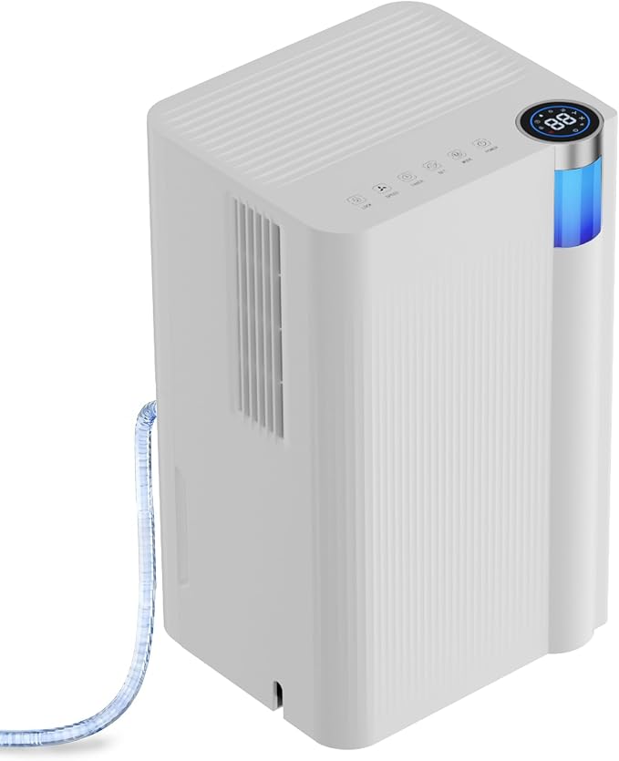 Uthfy 1500 Sq. Ft Dehumidifier for Basement, Max 20 Pint/Day Dehumidifier for Home with Drain Hose, 24H On/Off Timer, 3 Color Ambient Light, Child Lock,Auto Deforest, Quiet for Bedroom,Bathroom,Office