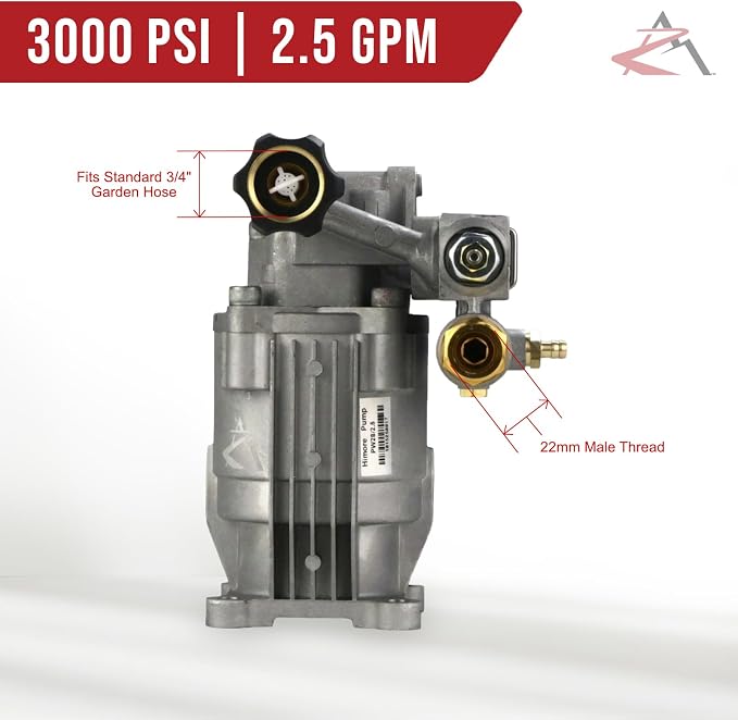 The ROP Shop 3000 PSI 2.5 GPM Horizontal 3/4" Shaft Pressure Washer Pump | Compatible with Karcher K2400HH, G2400HH, Honda GC160