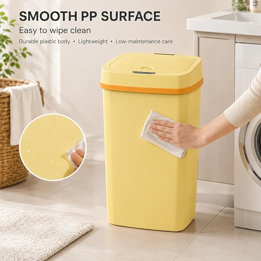15L Smart Diaper Pail with Motion Sensor Lid | Touchless Hands-Free Baby Diaper Trash Can | Double Locking Seal | Slim Space-Saving Design | Quiet & Durable (Yellow)