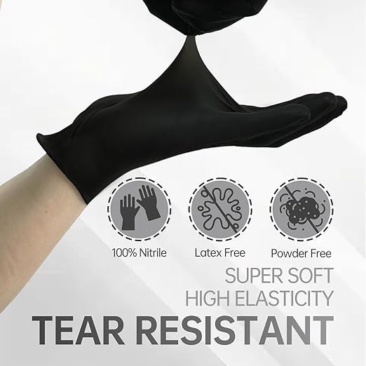 Jointown Black Nitrile Gloves Disposable, 3 Mil Thin Gloves, Latex Free, Powder-Free Food Safe Gloves For Cooking Cleaning Food Prep Tattoo Hair Dye, 100 Pcs, Small