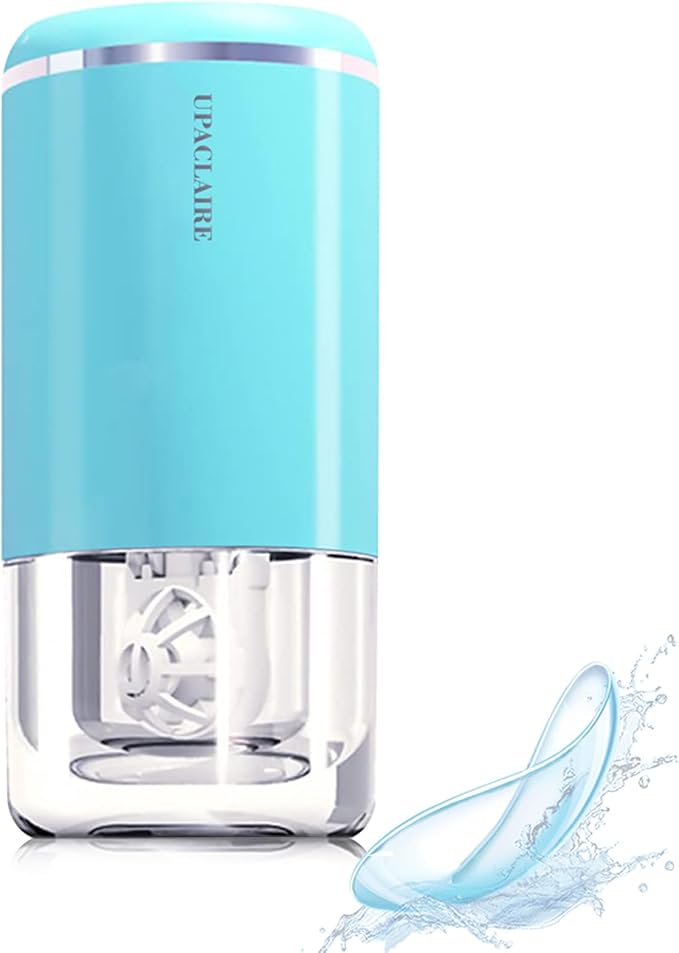 Ultrasonic Contact Lens Cleaner, Intelligent Cleaning Machine for Soft and Contact Lenses, Blue
