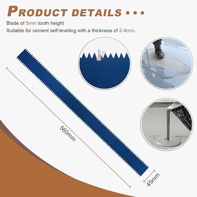 Notched Squeegee for Epoxy, Epoxy Floor Squeegee with 78.7" Long Stainless Steel Pole, Cement Painting Coating Tool for Epoxy, Cement Self Leveling