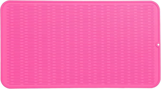 MicoYang Silicone Dish Drying Mat for Multiple Usage,Easy clean,Eco-friendly,Heat-resistant Silicone Mat for Kitchen Counter or Sink,Refrigerator or Drawer Liner Rose 4XL 32 inches x 18 inches